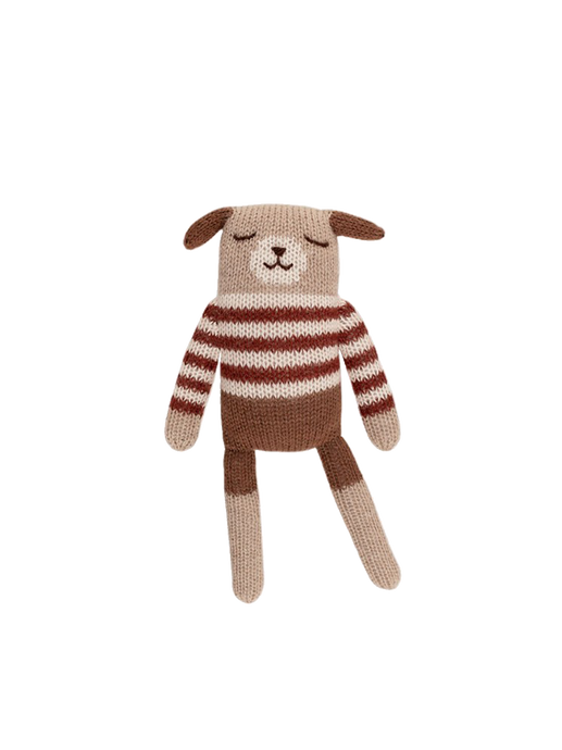 soft alpaca cuddly toy puppy sienna striped sweater