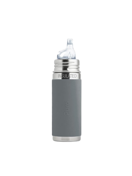 Bottiglia termica in acciaio con coperchio in silicone grigio da 260 ml