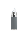 steel thermo bottle with a gray silicone cover 260 ml ustnik niekapek