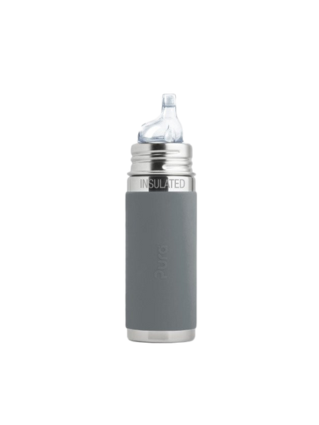steel thermo bottle with a gray silicone cover 260 ml