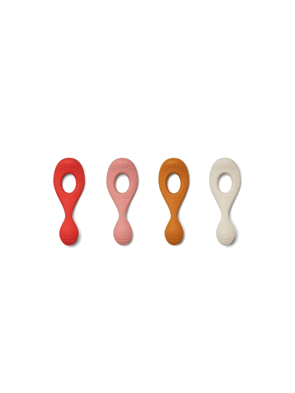 4-pack of silicone spoons for expanding the Liva diet dusty raspeberry