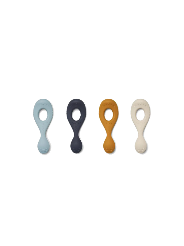 4-pack of Liva silicone spoons for expanding the diet sea blue