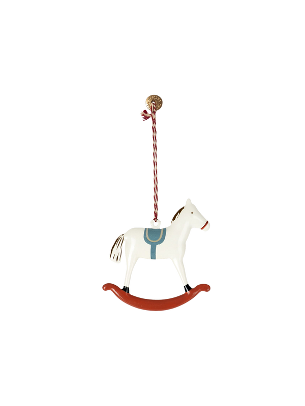 Metal Christmas decoration rocking horse red