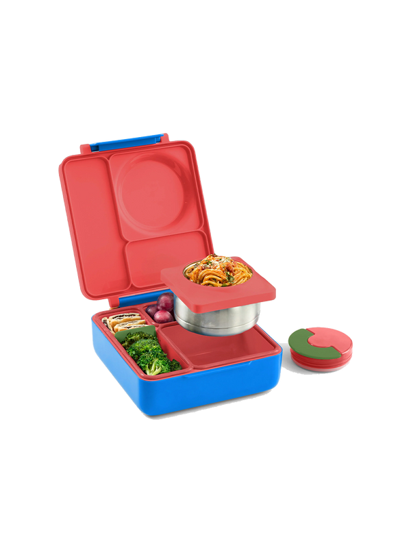OmieBox lunchbox with thermos and compartments scooter red