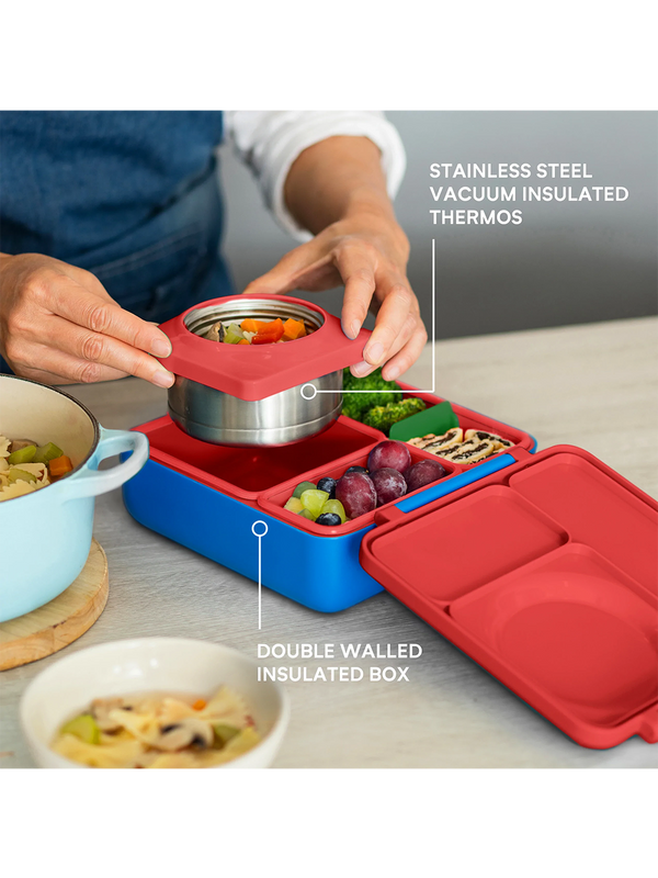 OmieBox lunchbox with thermos and compartments scooter red