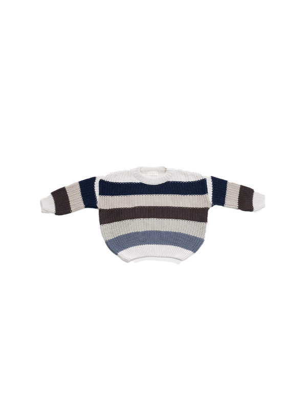 Organic cotton oversize knit stripes mutlicolor