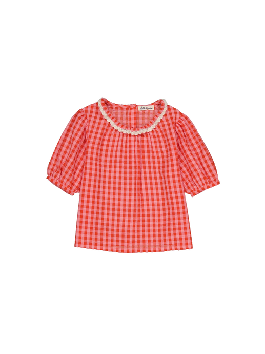 Flavia blouse red and rose check