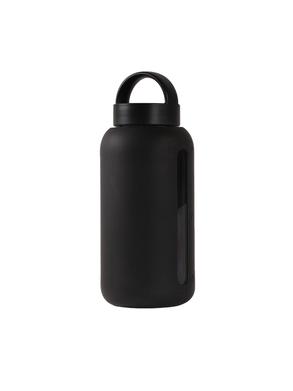 Mama Bottle the hydration tracking glass water bottle black