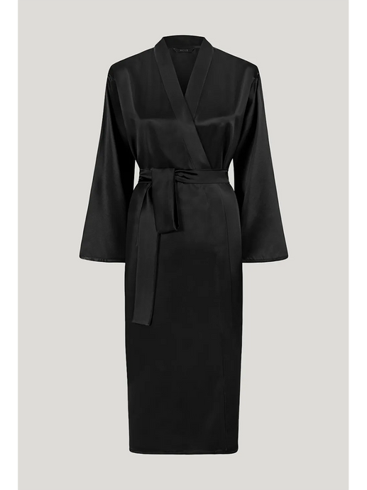 Jasmine silk kimono robe black