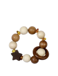 wooden rattle - teether with natural amber