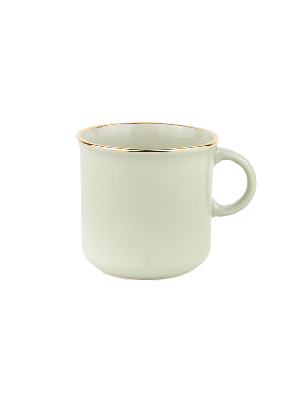 hand-made ceramic mug with gilding sage