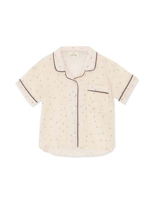 Lezzi Shirt buttoned pajama blouse flower drop